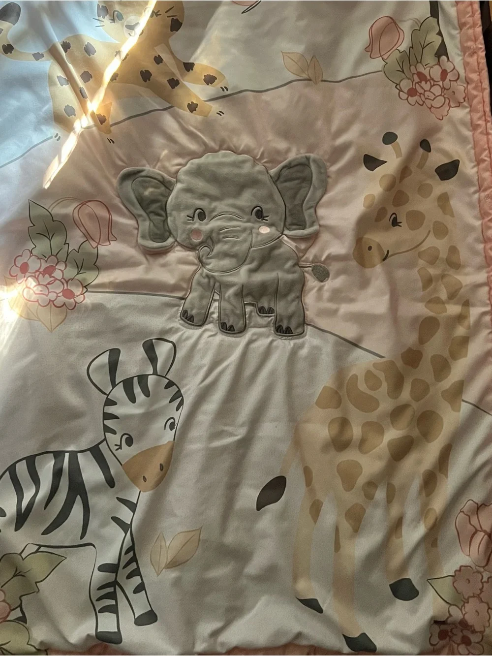 Safari Friends Baby Crib Quilt Set- Mobile and 3 8x10 pictures